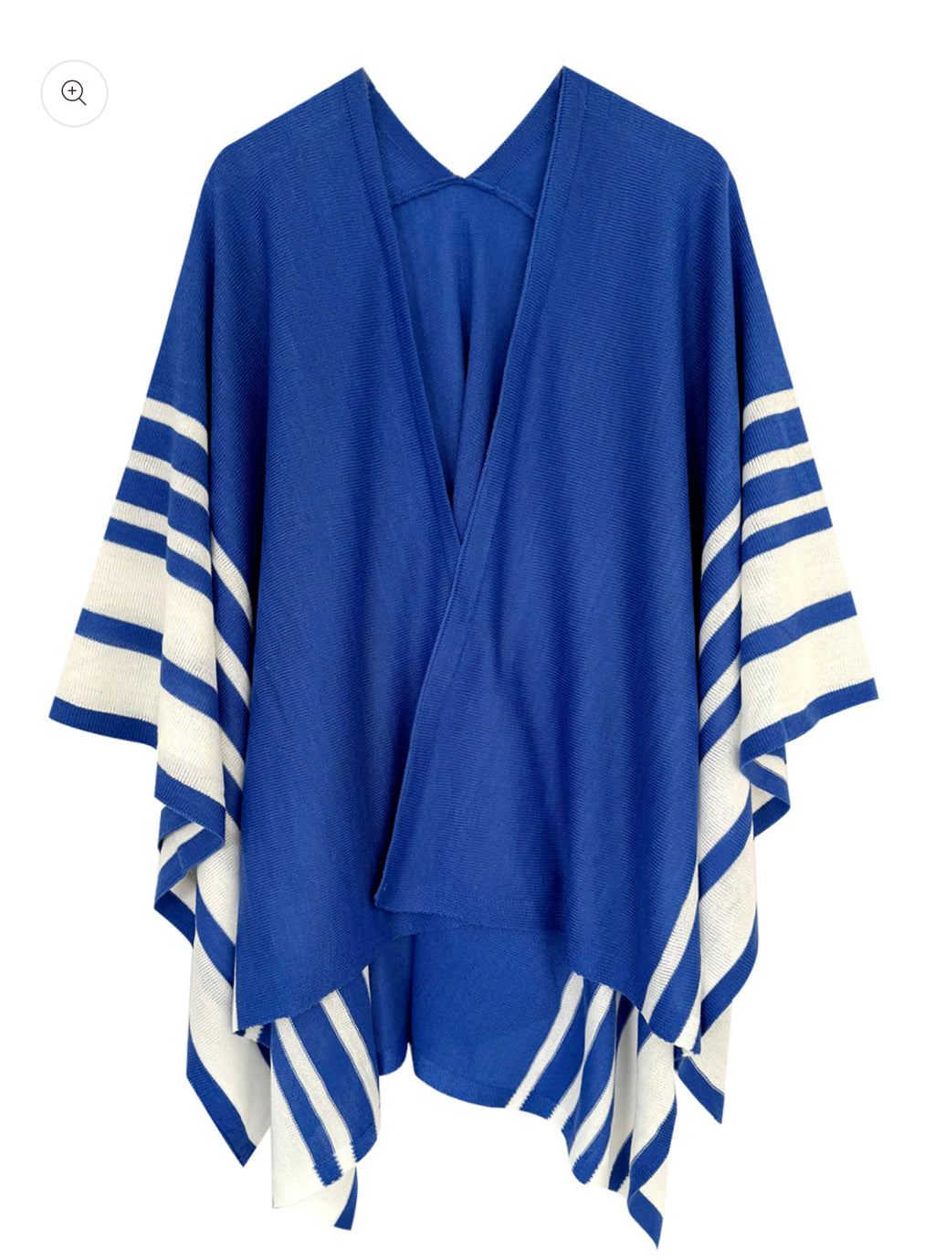 Blue Two Tone Border Ruana