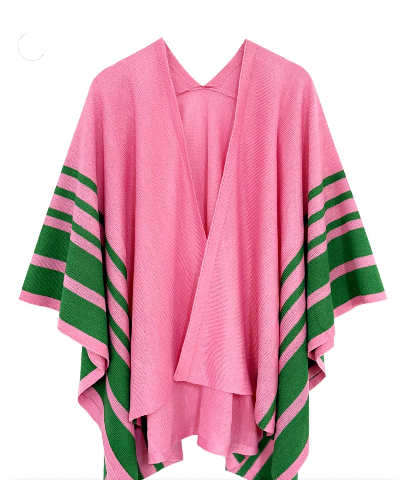 Pink and Green Striped Ruana