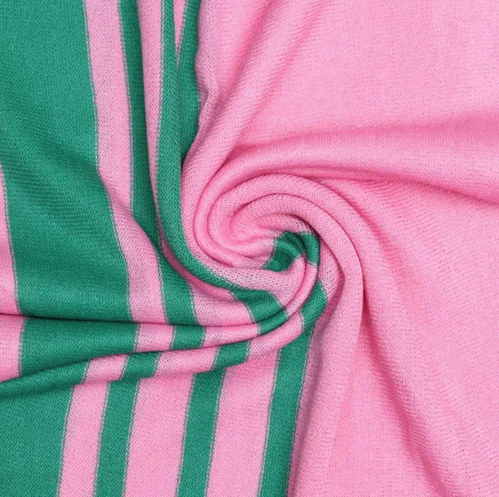 Pink and Green Striped Ruana