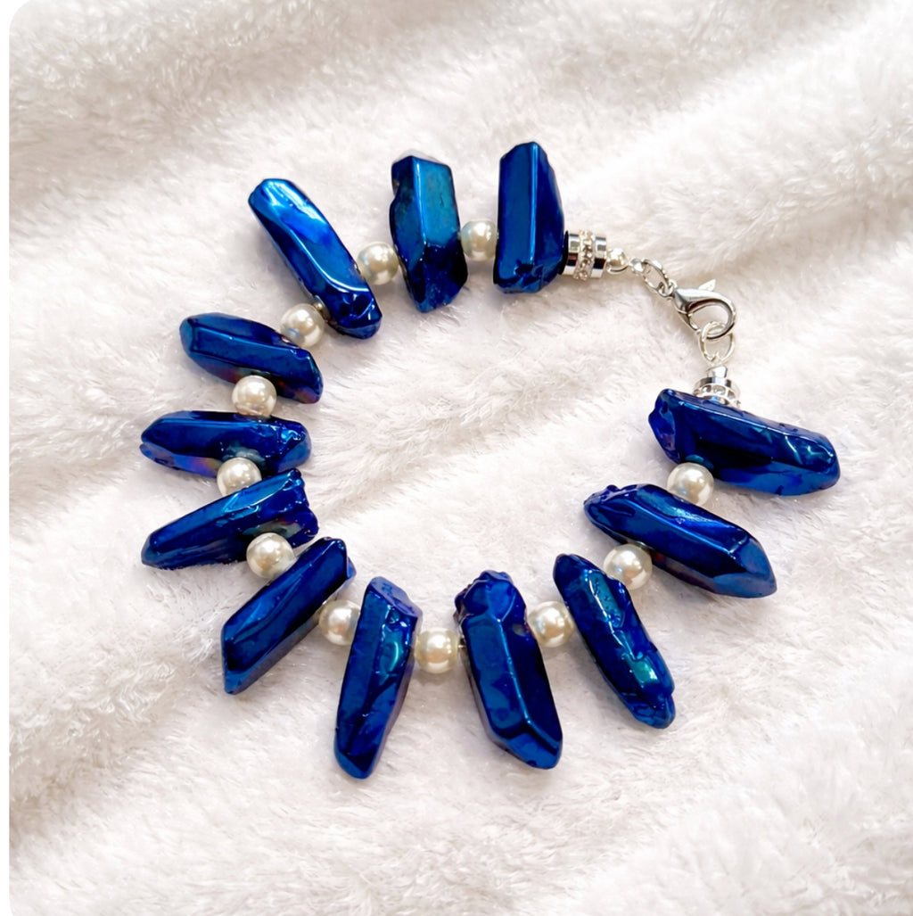 Royal Blue Crystals and Pearls