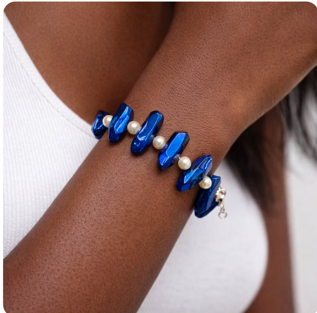 Royal Blue Crystals and Pearls