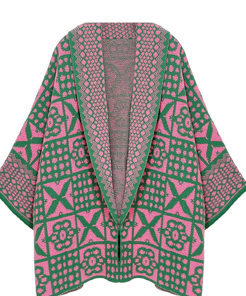 Pink and Green Tile Pattern Sweater