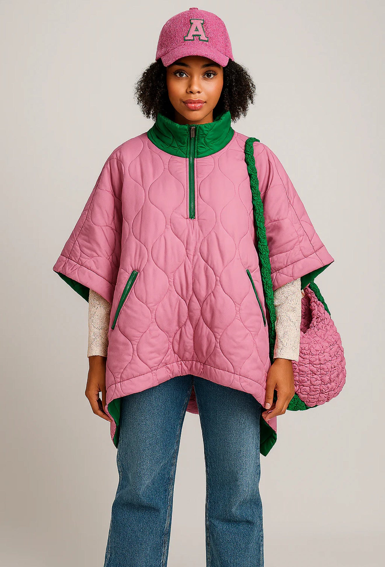 Pink and Green Poncho