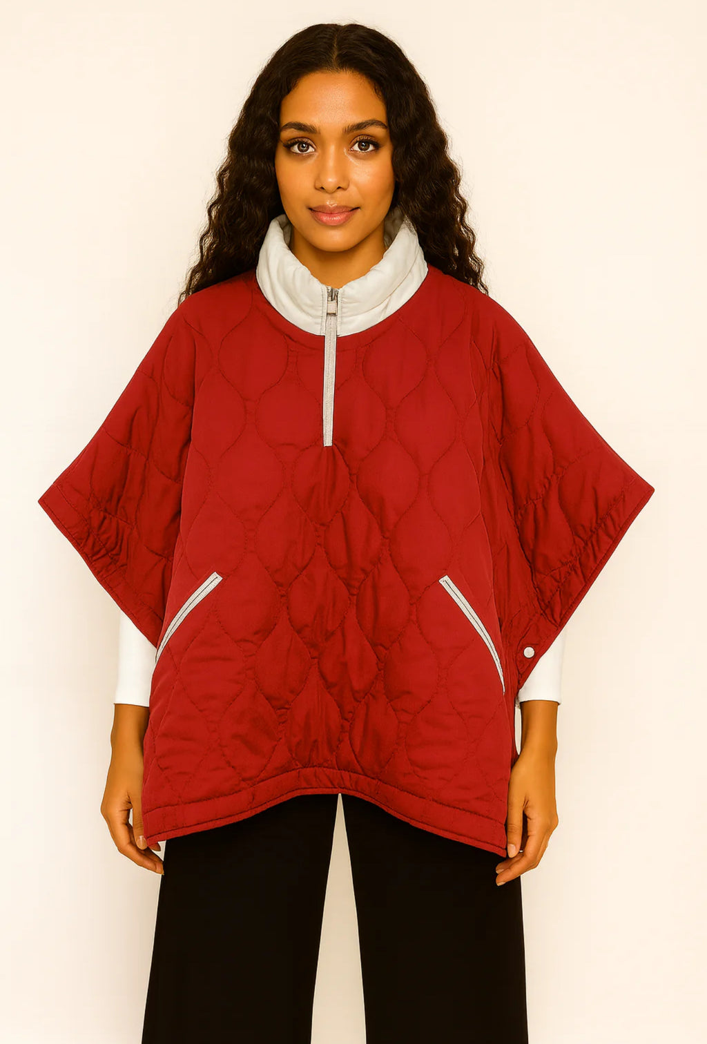 Red and White Poncho