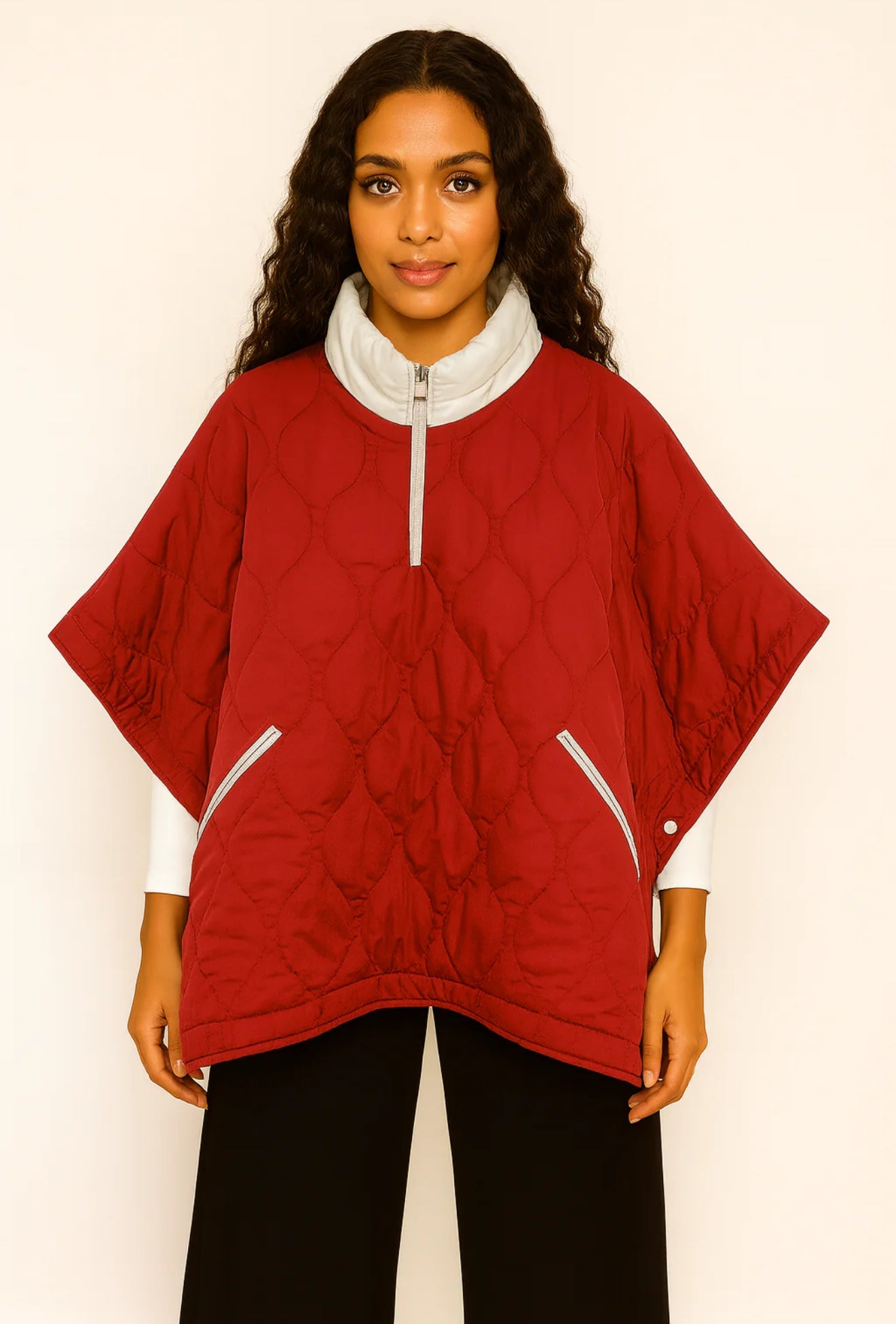 Red and White Poncho