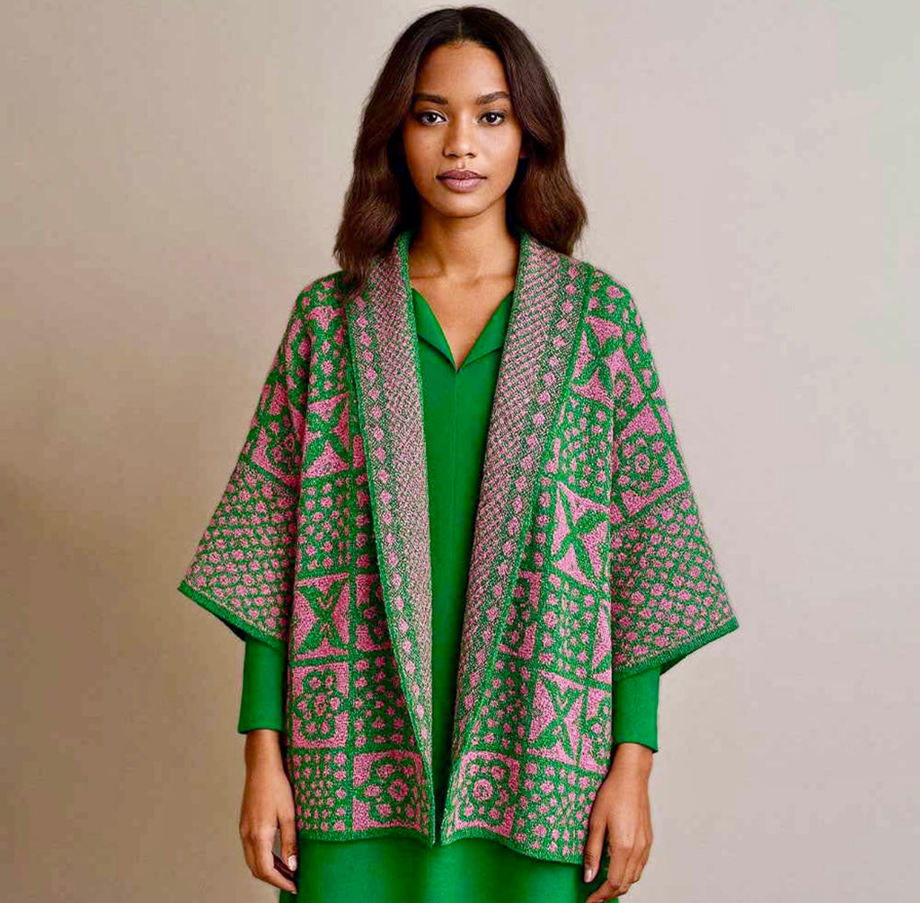 Pink and Green Tile Pattern Sweater