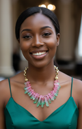 Pink and Green Watermelon Quartz Necklace